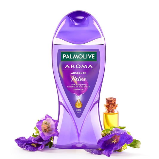 Palmolive Aroma Absolute Relax Body Wash For Women & Men, 250Ml Shower Gel Single Bottle, 100% Natural Ylang Ylang Essential Oil & Iris Extracts For A Smooth Skin, Ph Balanced Bodywash