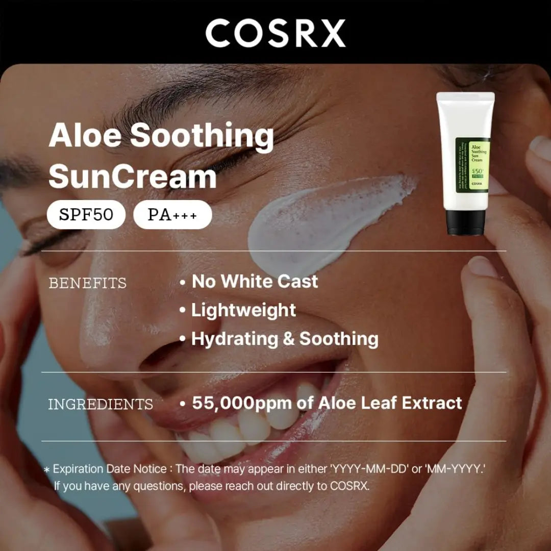 COSRX Aloe Soothing Sun Block Cream, SPF 50 PA+++, Daily Lightweight Moisturizing Sunscreen, Broad Spectrum Sun Protection, 50ml, Hydrating Korean Skincare