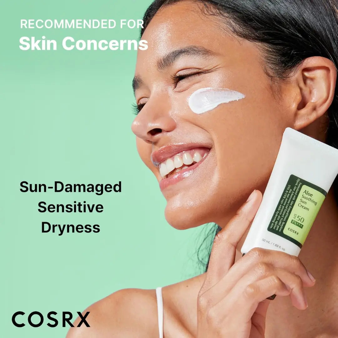 COSRX Aloe Soothing Sun Block Cream, SPF 50 PA+++, Daily Lightweight Moisturizing Sunscreen, Broad Spectrum Sun Protection, 50ml, Hydrating Korean Skincare