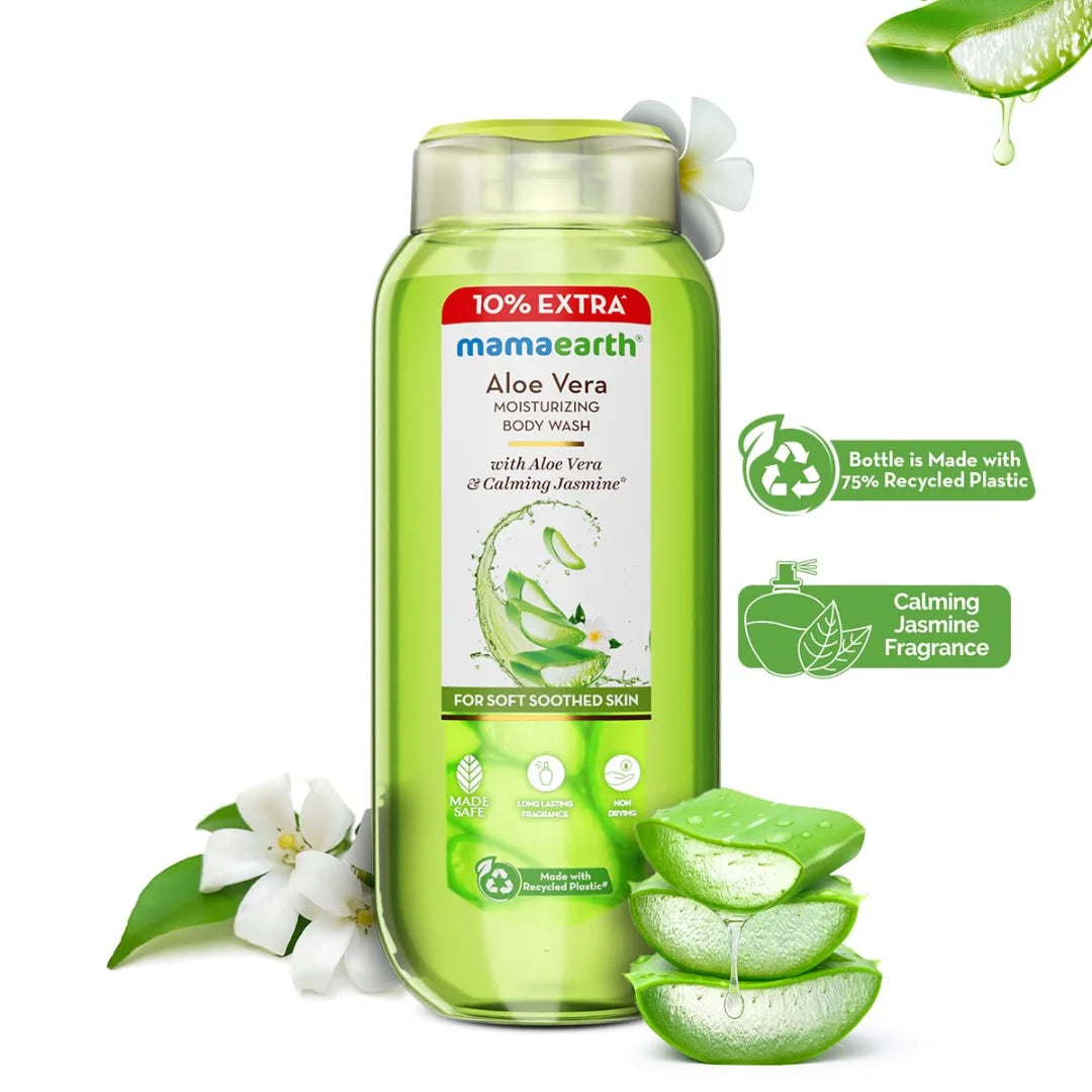 Mamaearth Aloe Vera Moisturizing Body Wash with Aloe Vera & Calming Jasmine Scent For Soft & Soothed Skin (275ml)