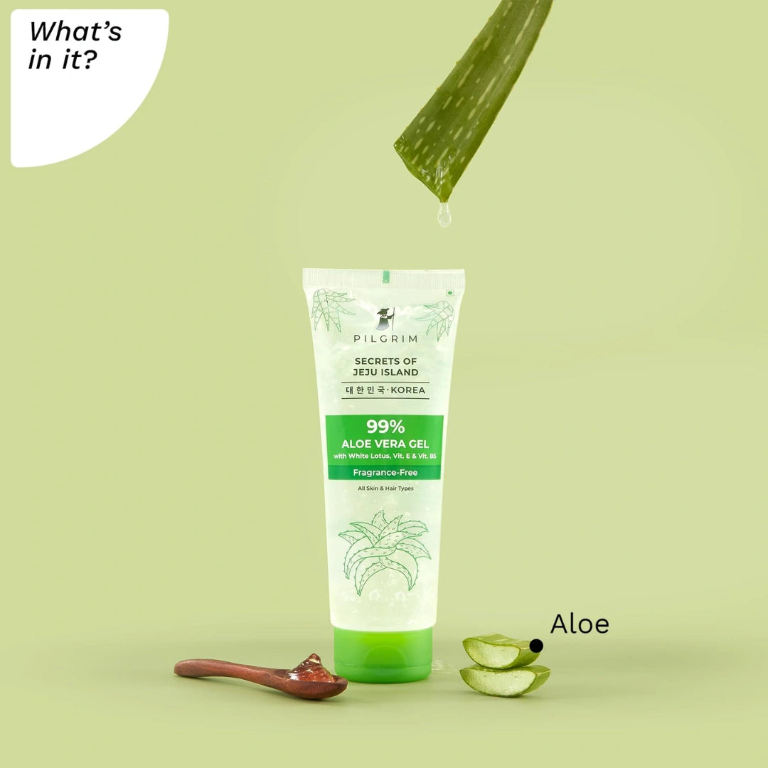 PILGRIM Korean 99% Pure Aloe Vera Gel with Vitamin E & Vitamin B5 for Face & Hair (200ml)