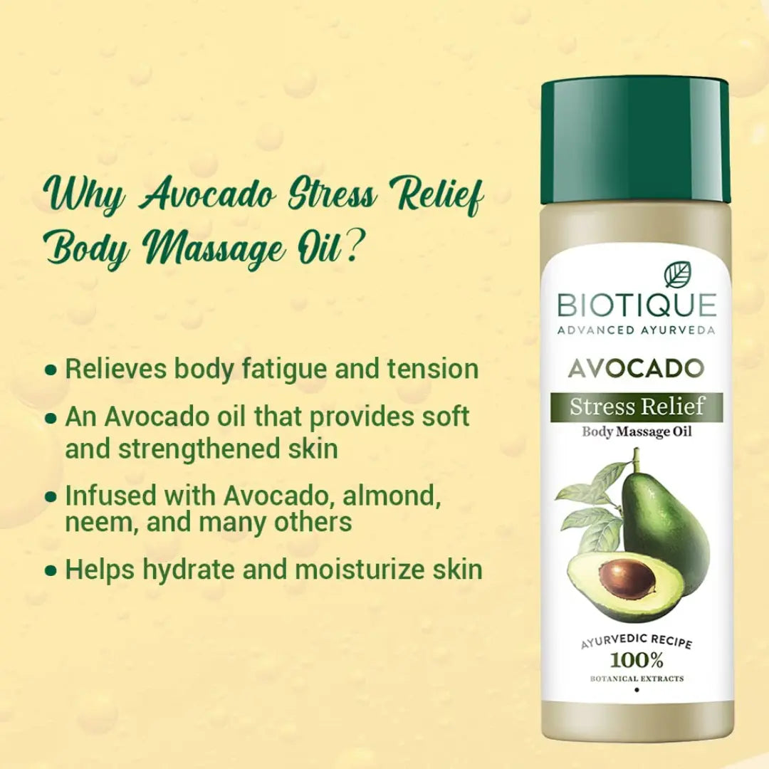 Biotique Avocado Stress Relief Body Massage Oil (200ml)