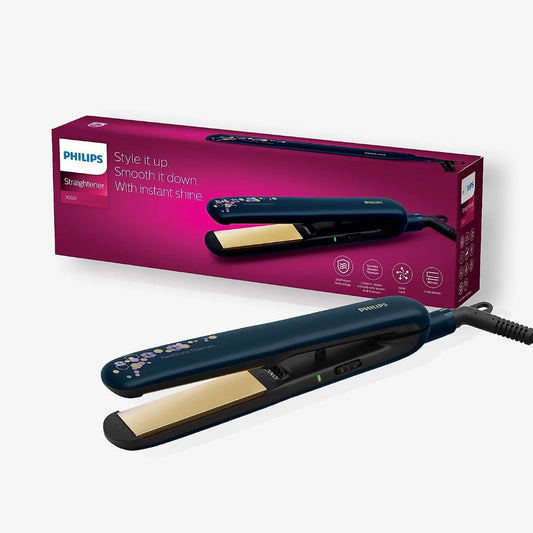 Philips BHS397/40 Hair Straightener SilkProtect Keratin Titanium Infused Plate-Navy Blue