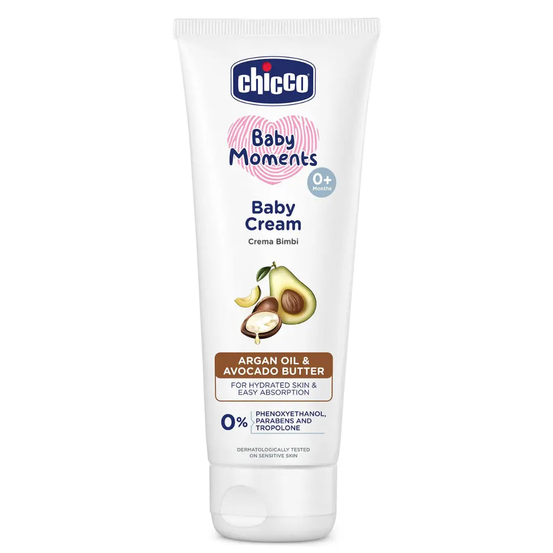 Chicco Baby Moments Baby Cream, Non-Sticky & Moisturizing, Suitable for Baby’s Skin & Face, No Phenoxyethanol & Parabens (100g)