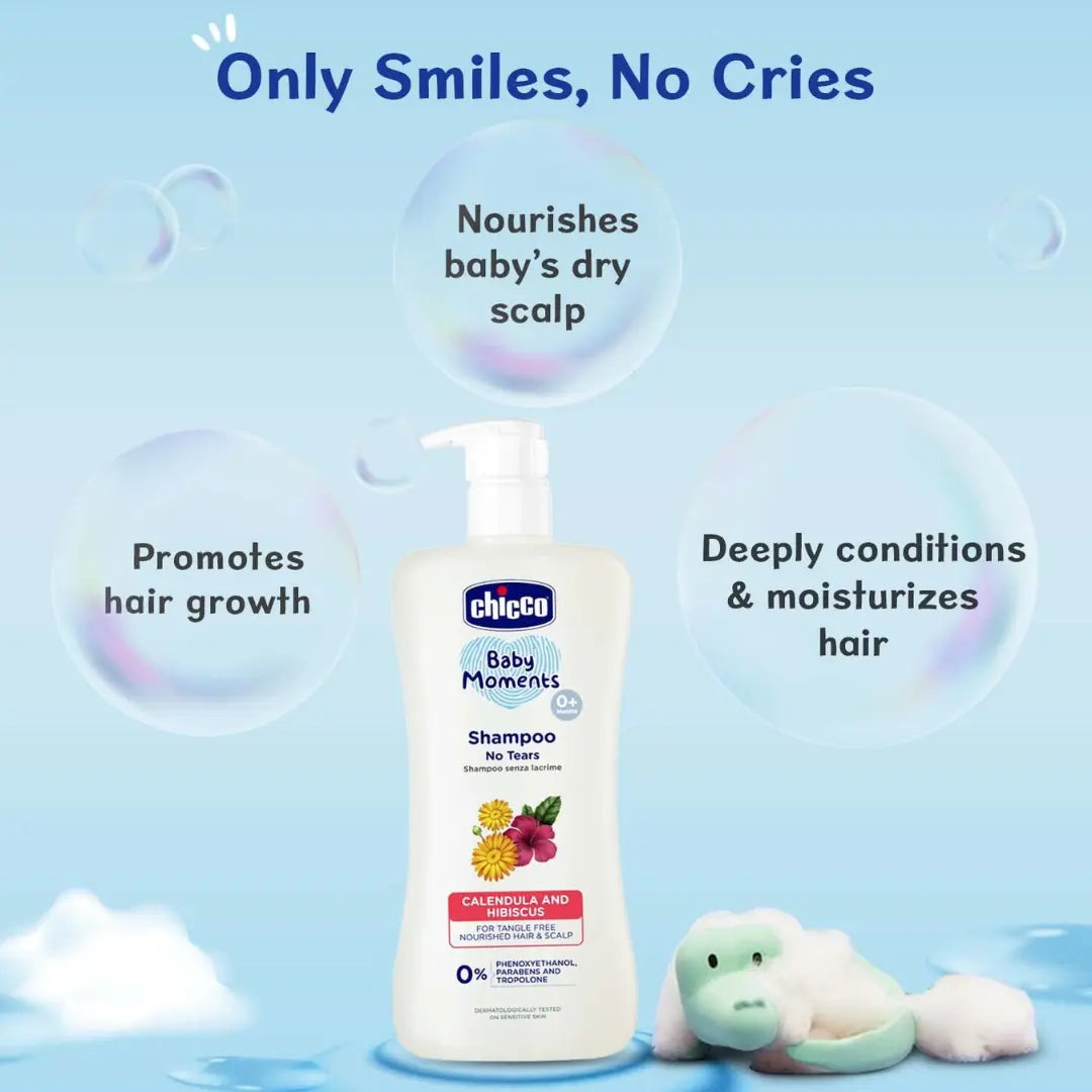 Chicco Baby Moments No Tears Shampoo - 200ml (Free Soap 75g)