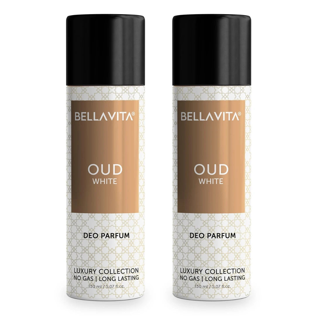 Bella Vita Luxury Oud White No Gas Body Spray Deodorant Parfum For Men 150ml (Pack of 2)