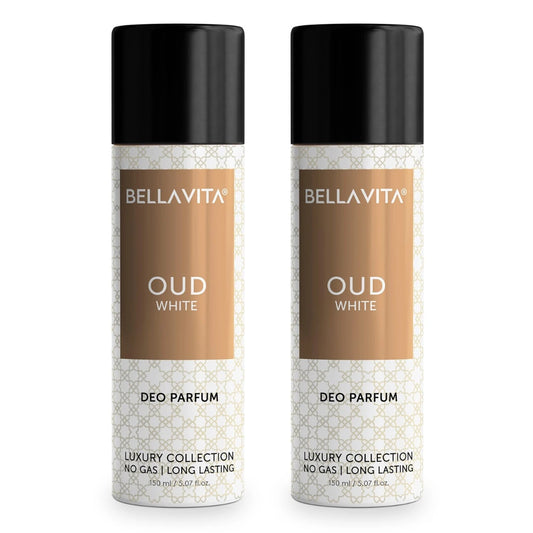 Bella Vita Luxury Oud White No Gas Body Spray Deodorant Parfum For Men 150ml (Pack of 2)
