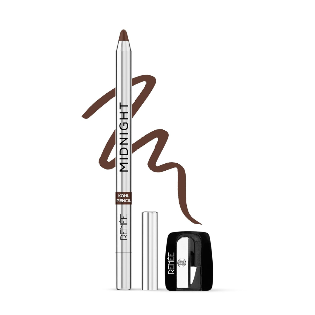 RENEE Midnight Kohl Kajal Pencil | Waterproof, Smudgeproof With Sharpener | 24 Hours Long Stay 1.5 Gm I Black )