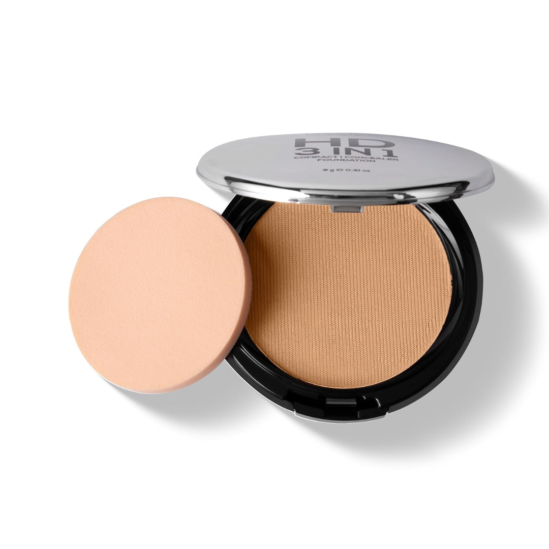 RENEE PRO HD 3 In 1 Compact,Concealer, Foundation - Gres, SPF 20, Matte Finish, High Coverage, Ultralight & Silky Smooth Finish, Enriched With Vitamin E, C & Aloe Vera - 9 Gm