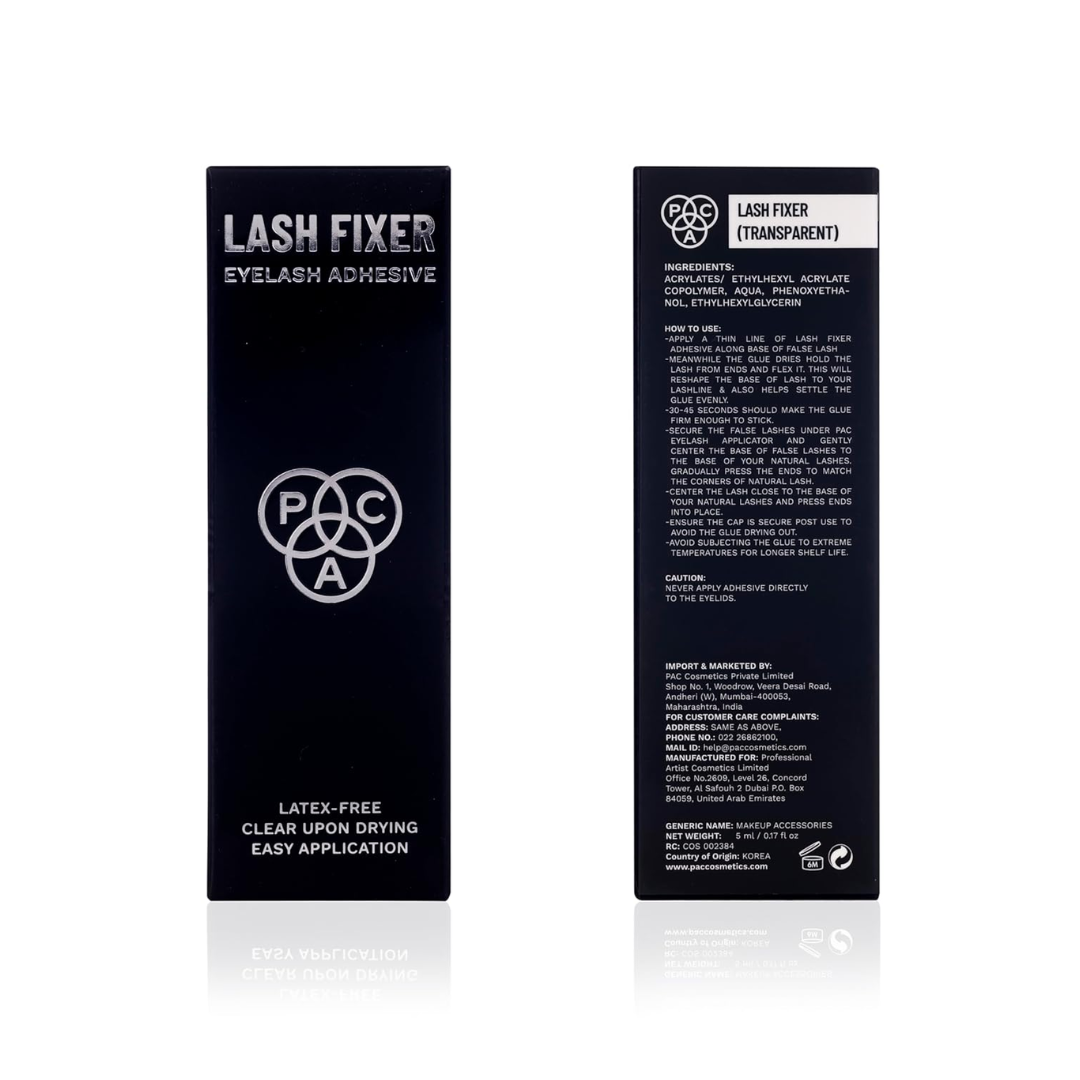PAC Lash Fixer (Eyelash Adhesive) - Black | Waterproof & Quick-dry Invisible Eye Lash Glue Works with Synthetic & natural fiber Lashes | Non-Toxic...