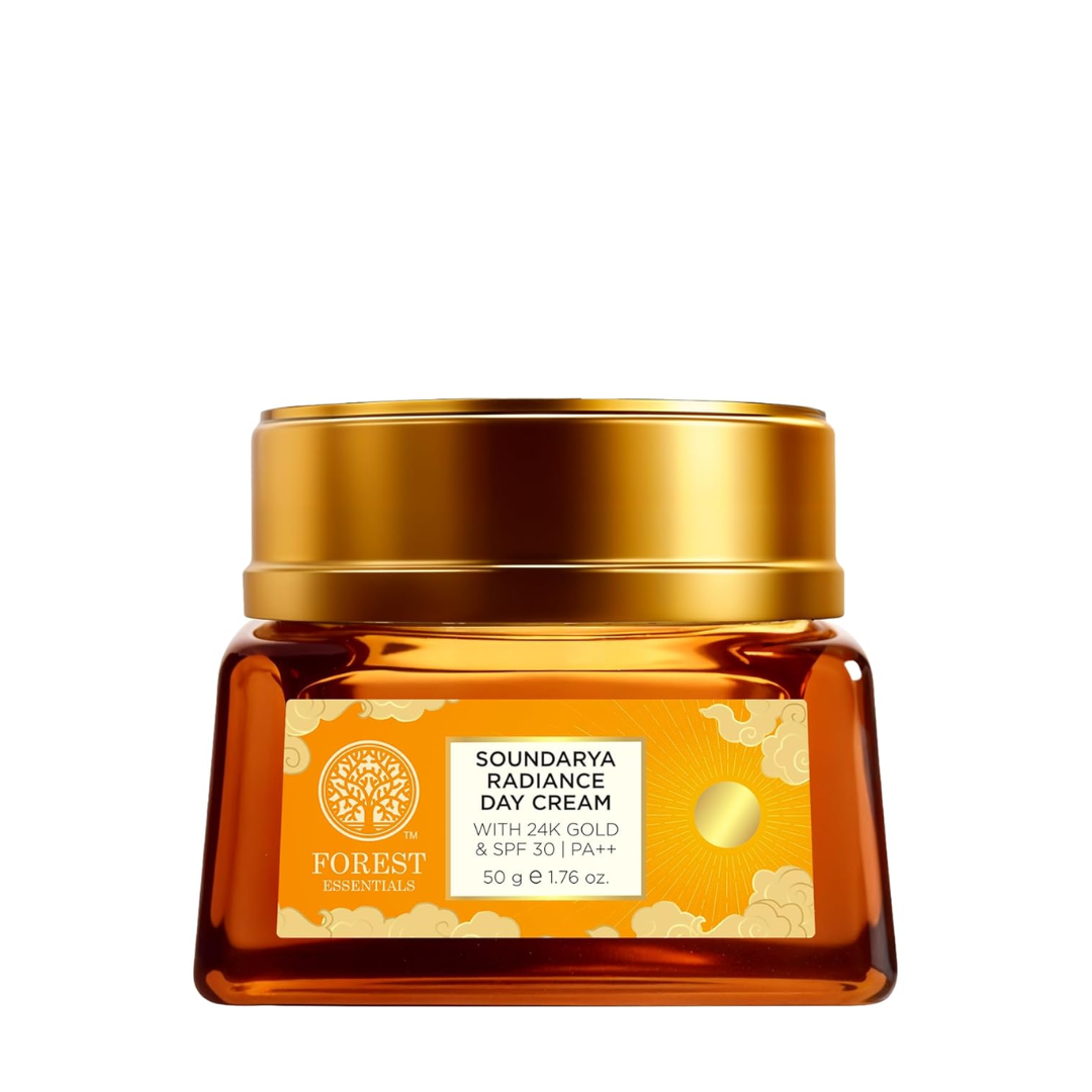 Forest Essentials Bestselling Soundarya Radiance Day Cream with 24K Gold & SPF 30 PA++ | Anti Ageing Moisturiser for Glowing Skin | For all skin types 50g