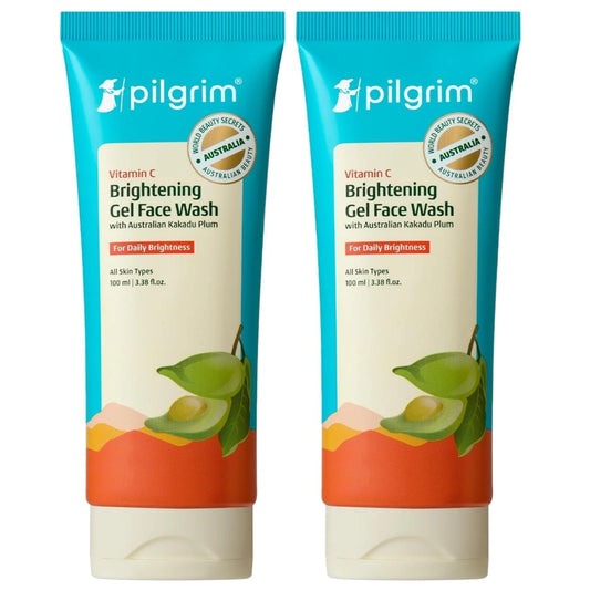 Pilgrim Australian Vitamin C Gel Face Wash for for dry/radiant/glowing skin with Kakadu Plum & Lime Pearl™ | Women & Men | 100 ml (Pack of 2)
