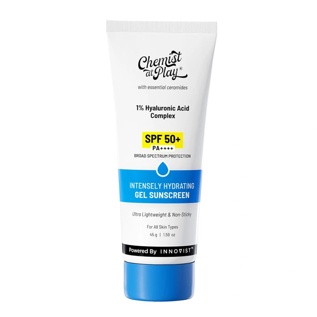 Chemist at Play Intensely Hydrating Gel Sunscreen | SPF 50+ PA++++ | | With Hyaluronic Acid & Ceramides | for Normal, Dry, Oily, Combination skin types | 45gm