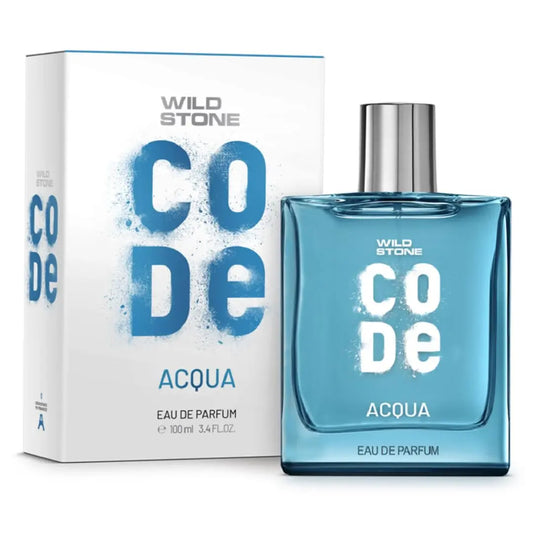 Wild Stone CODE Acqua Perfume for Men, 100ml l Long-Lasting Eau De Parfum having Fresh & Oceanic Vibes with Marine, Musk, Amber, and Patchouli Notes|LuxuryMen EDP Perfume