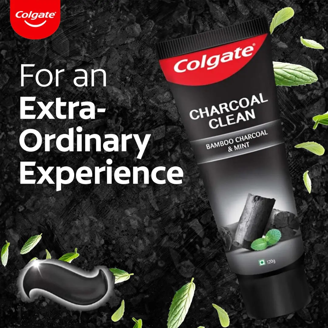 Colgate Charcoal Clean Black Gel Toothpaste, Combo Pack of 480g (120g x4)