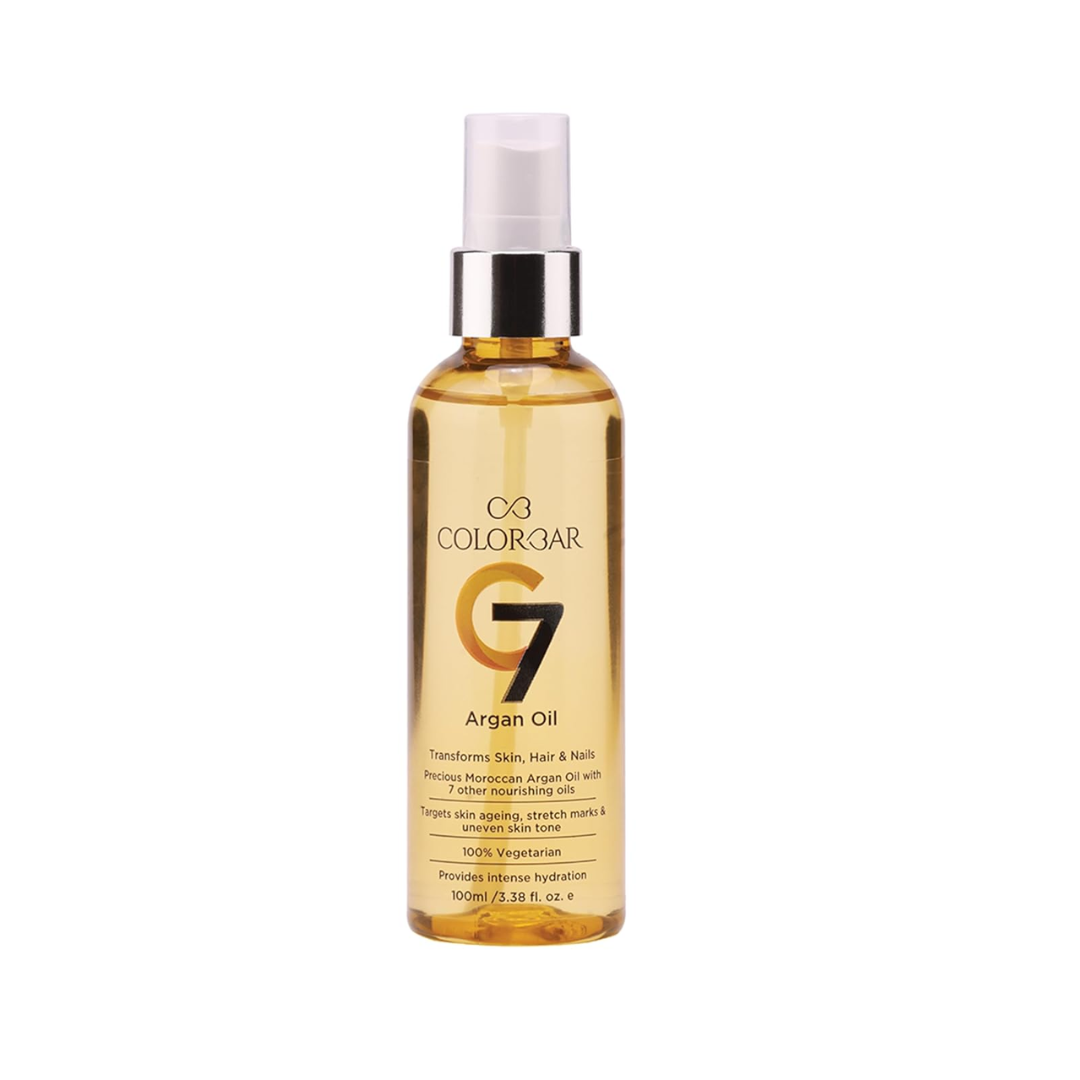 Colorbar Earth C7 Argan Oil (Gold_Free Size) | Revitalization | Blend of argan, almond, jojoba, sesame, walnut, tulsi extract, wheatgerm oil.