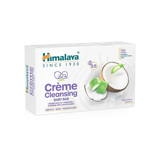 Himalaya Crème Cleansing Baby Bar 50 g |pH 5.5|Soap Free |For Baby's sensitive skin |with Coconut Milk Protein, Aloe Vera & Mahua Butter