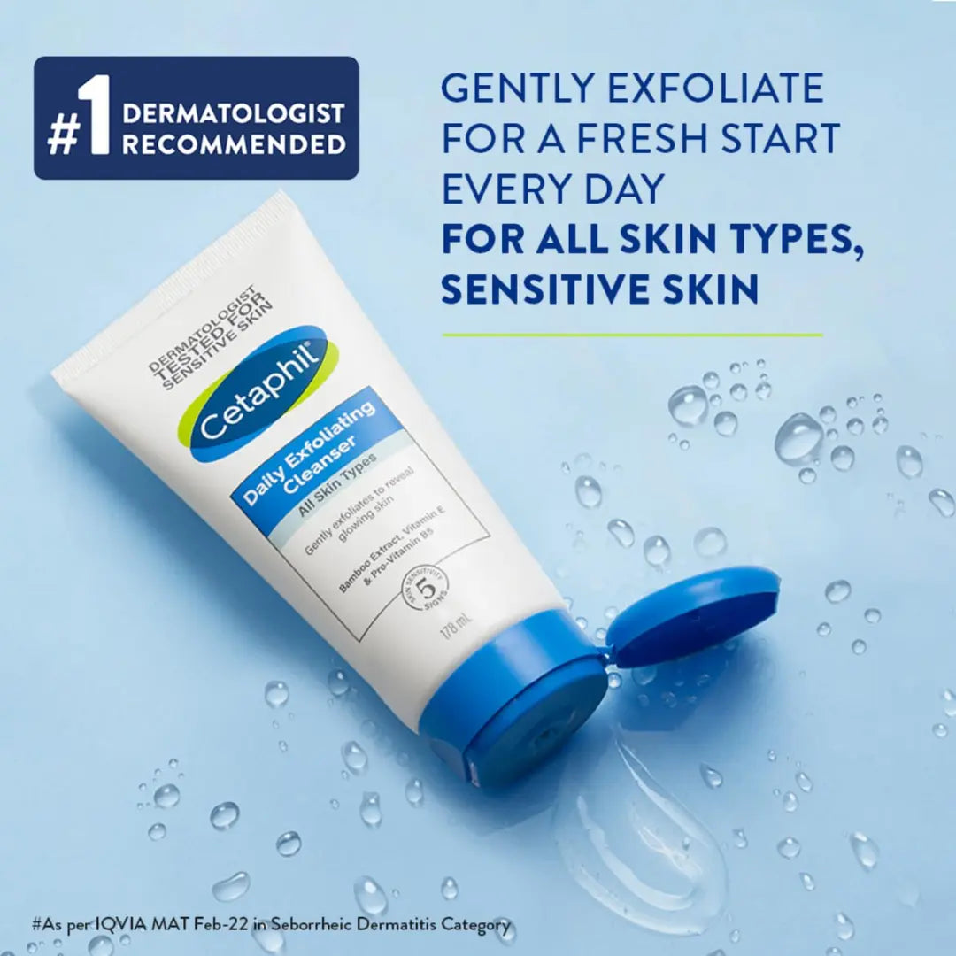 Cetaphil Daily Exfoliating Cleanser with Vit E and B5 |All Skin Types | Dermatologist Tested