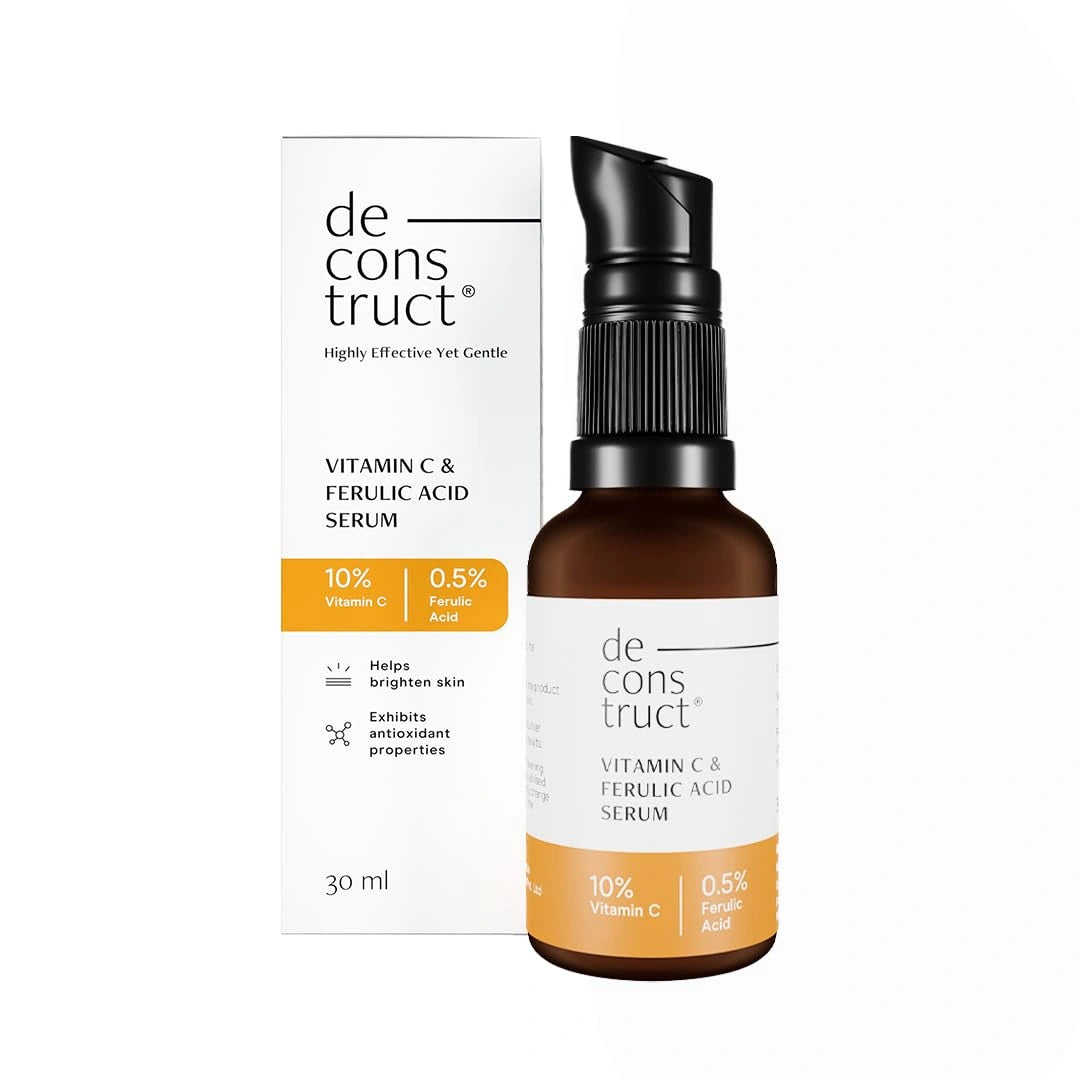 Deconstruct 10% Non-Irritating Vitamin C Face Serum For Glowing Skin|10% Vitamin C + 0.5% Ferulic Acid|Water Based Serum|Highly Stable Vitamin C Face Serum For Women And Men|Beginner Friendly| 30Ml