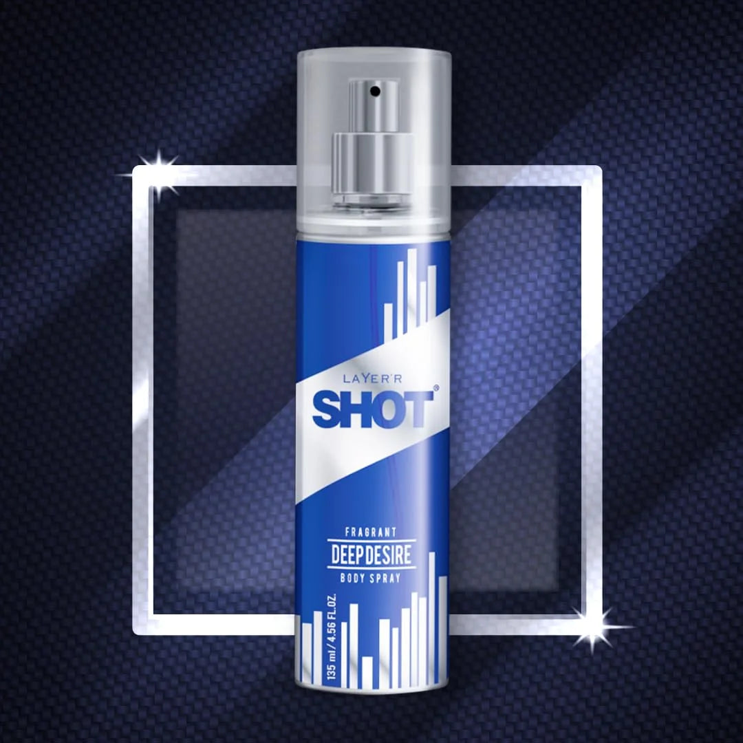 Layer'r Shot Deep Desire Deodorant Spray For Men | Long-Lasting Premium Fragrance -135ml (Pack of 3)