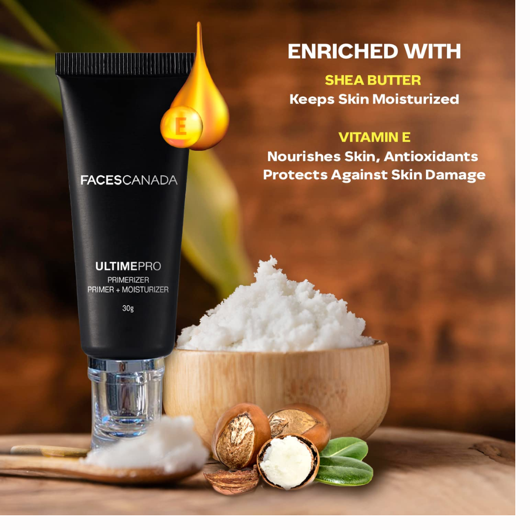 FACES CANADA Ultime Pro Primerizer Primer + Moisturizer, 30 g | Skin Perfecting & Hydrating Face Primer | Flawless Look | Minimizes Pores & Fine Lines | Shea Butter, Vitamin E, Antioxidants Enriched