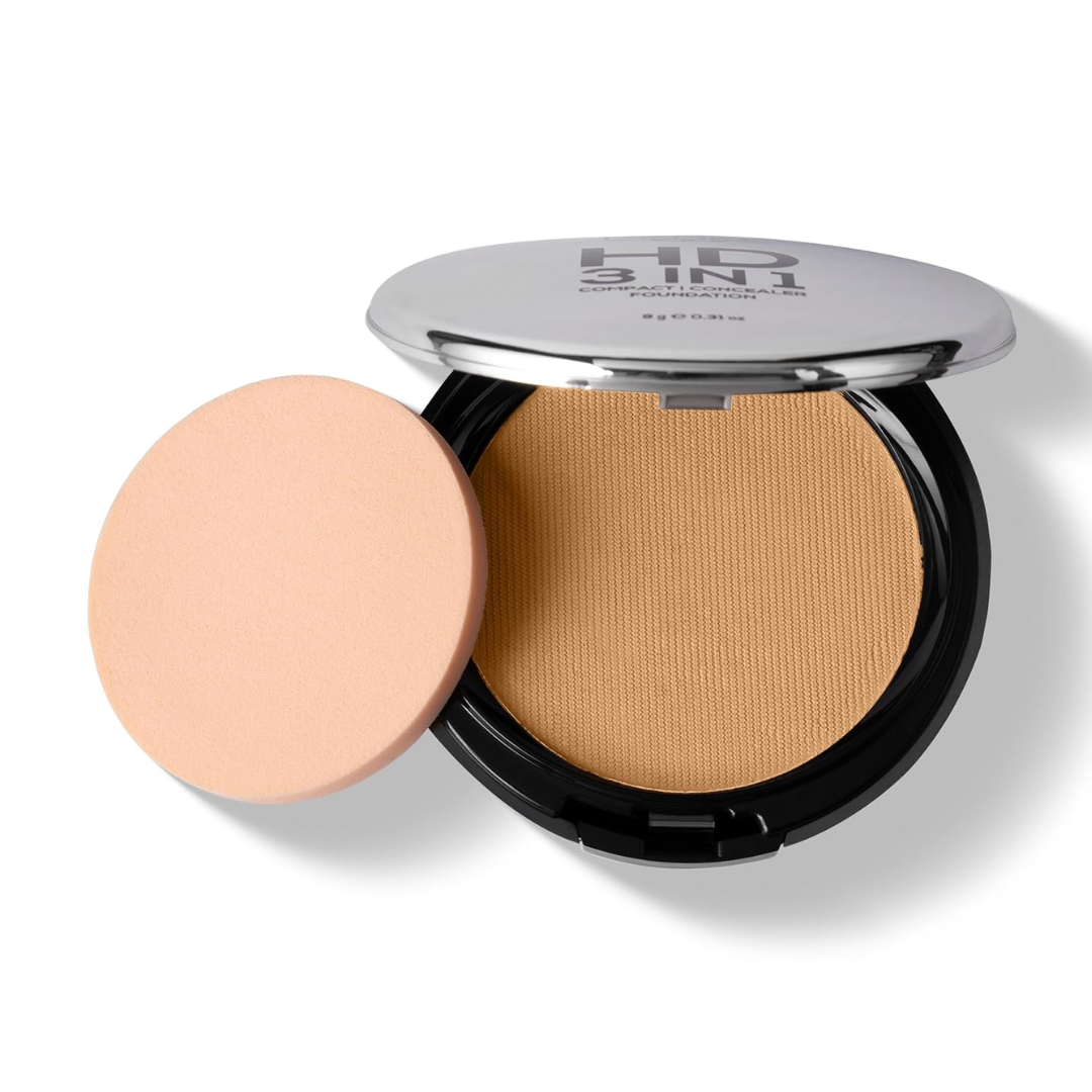 RENEE PRO HD 3 In 1 Compact,Concealer, Foundation - Gres, SPF 20, Matte Finish, High Coverage, Ultralight & Silky Smooth Finish, Enriched With Vitamin E, C & Aloe Vera - 9 Gm