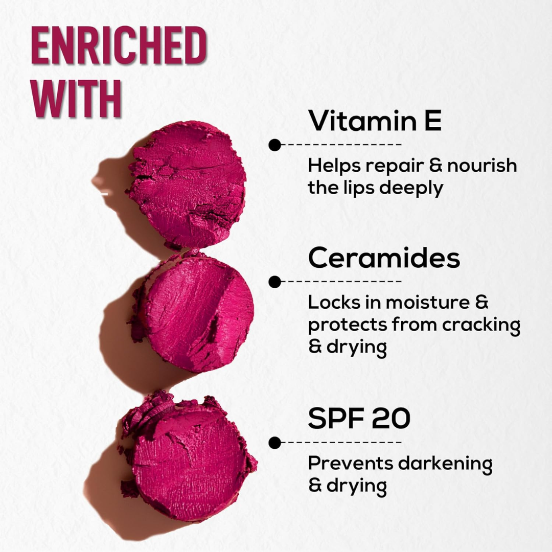 RENEE Colorlock Transfer Not Lip Crayon with Sharpener, SPF 20, Waterproof, Smudgeproof, Lightweight & Long Lasting, Intense Color Payoff with Ultra Matte Finish, Enriched with Vitamin E, Desire 3gm