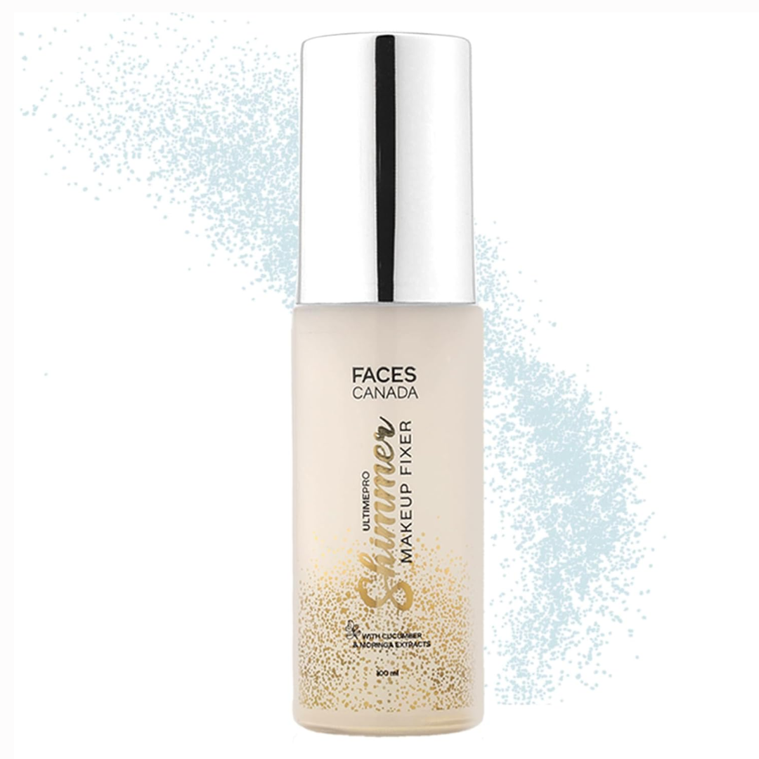 FACESCANADA Ultime Pro Shimmer Makeup Fixer, 100Ml | Long Lasting Makeup Setting Spray | Keeps Makeup Intact | Glamourous Shimmer Finish | Hydrates, Soothes & Refreshes Skin | Alcohol Free