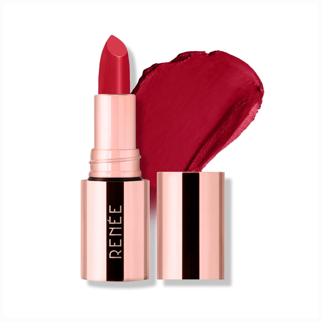 RENEE Everstay Matte Lipstick - Red Scarlet, Long Stay, Hydrating & Non-Drying, Smudge & Transfer Proof, Lightweight, Intense Pigment, Full Coverage, Vitamin E Infused, for All Occasions, 4.2g