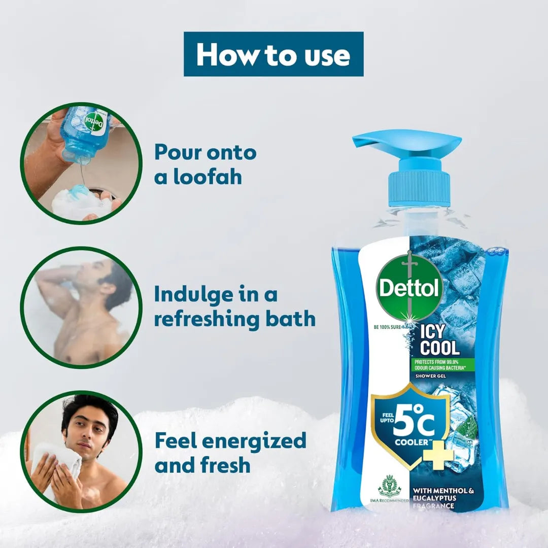 Dettol Body Wash and Shower Gel for Women and Men, Cool (500ml)