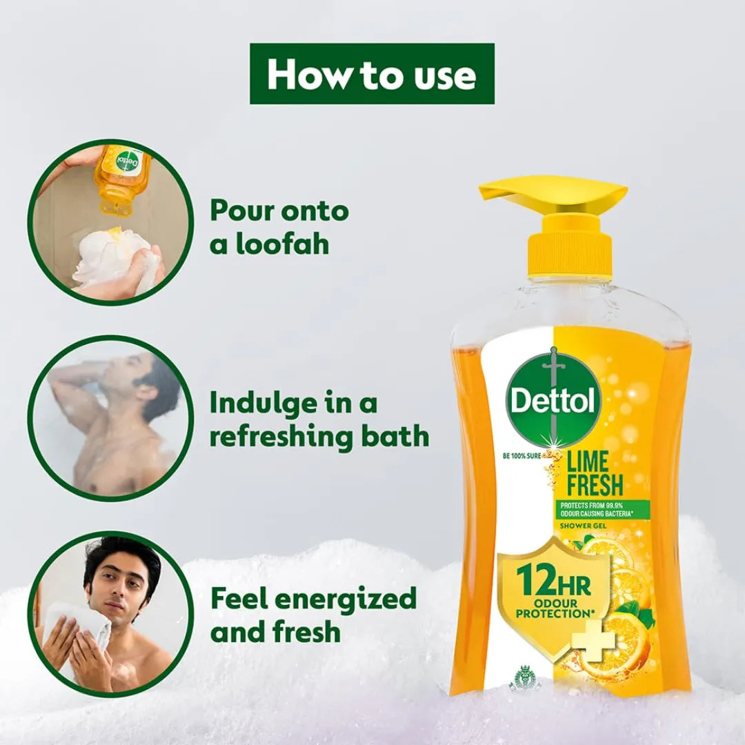 Dettol Lime Fresh Body Wash and Shower Gel dispenser for Women and Men ( 500ml)