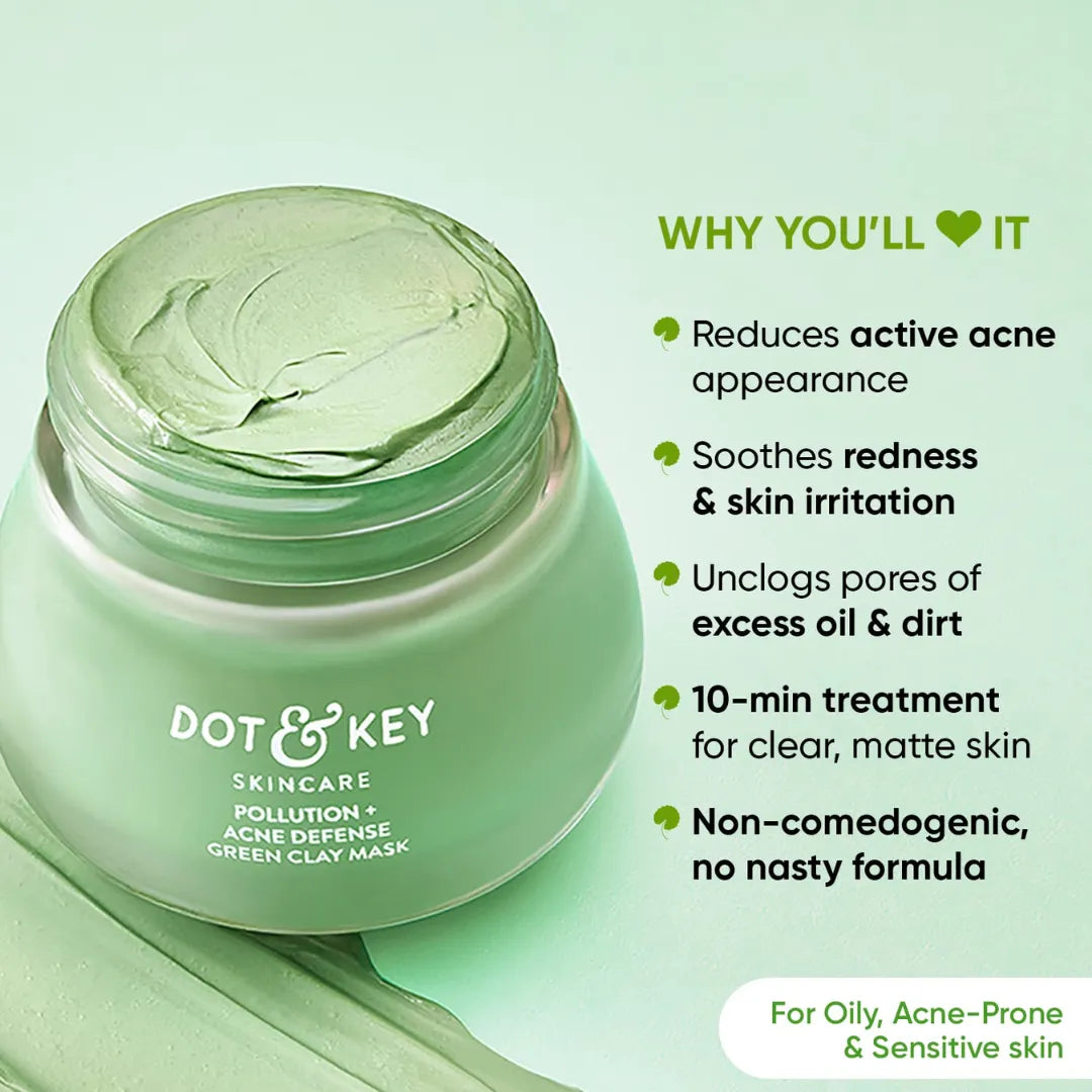 Dot & Key Skin Care Pollution + Acne Defense Green Clay Mask (85gm)