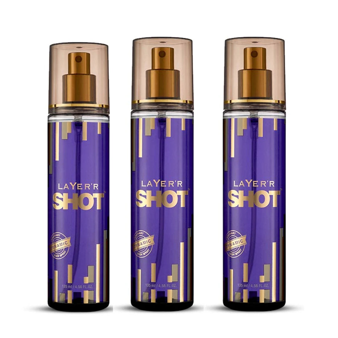 Layer'r Shot Gold Dynamic Deodorant Spray For Men - 135ml (Pack of 3)