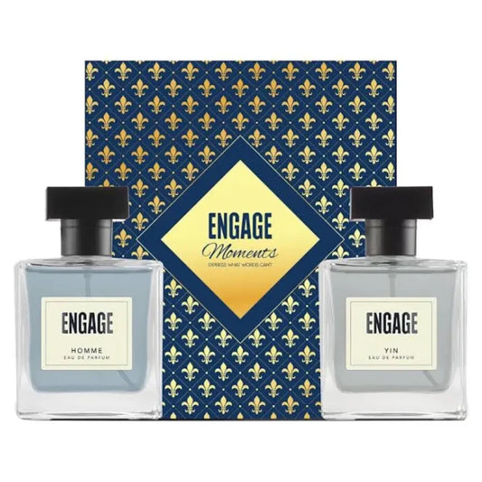 Engage Gift Set - Moments Luxury Perfume Gifts for Men, Homme & Yin, 200ml, Long Lasting Smell Men Perfume (Pack of 2)