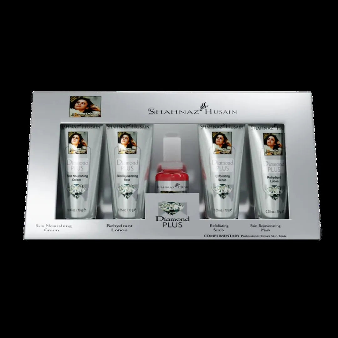 Shahnaz Husain Diamond Skin Revival Kit 10gx4 (Diamond Nourishing Cream, Diamond Scrub, Diamond Lotion, Diamond Rejuvenating Mask) - FREE-Professional Power Skin Tonic 15ml