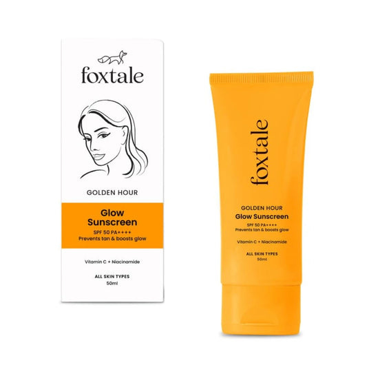 FoxTale Vitamin C & Niacinamide Glow Sunscreen Spf 50 Pa++++, Lightweight, Fast Absorbing, Uva And Uvb Filters, Prevents Tanning, No White Cast, Non-Greasy, For Men&Women, All Skin Types - 50 Ml