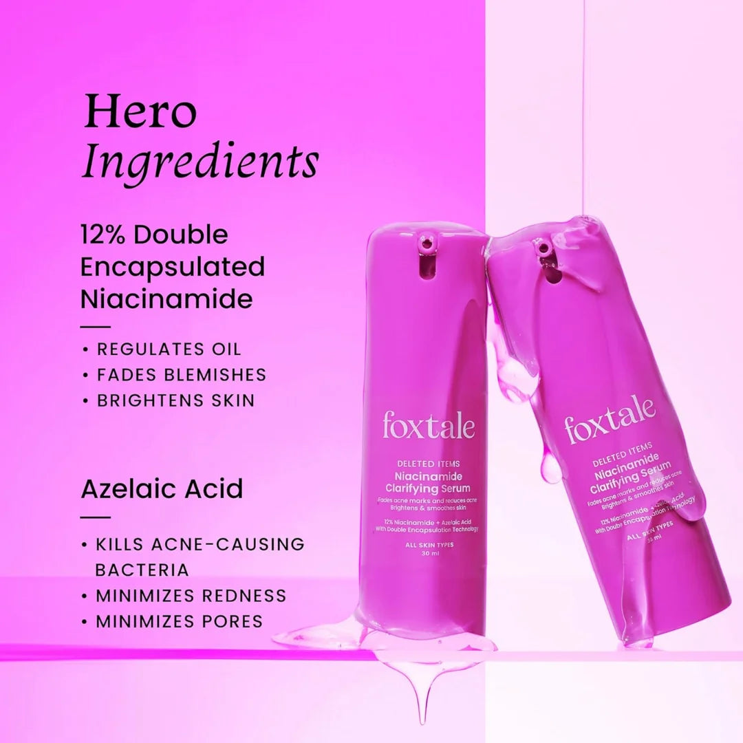 Foxtale 12% Niacinamide Serum with Azelaic Acid for Oil Control & Brightening (30ml)
