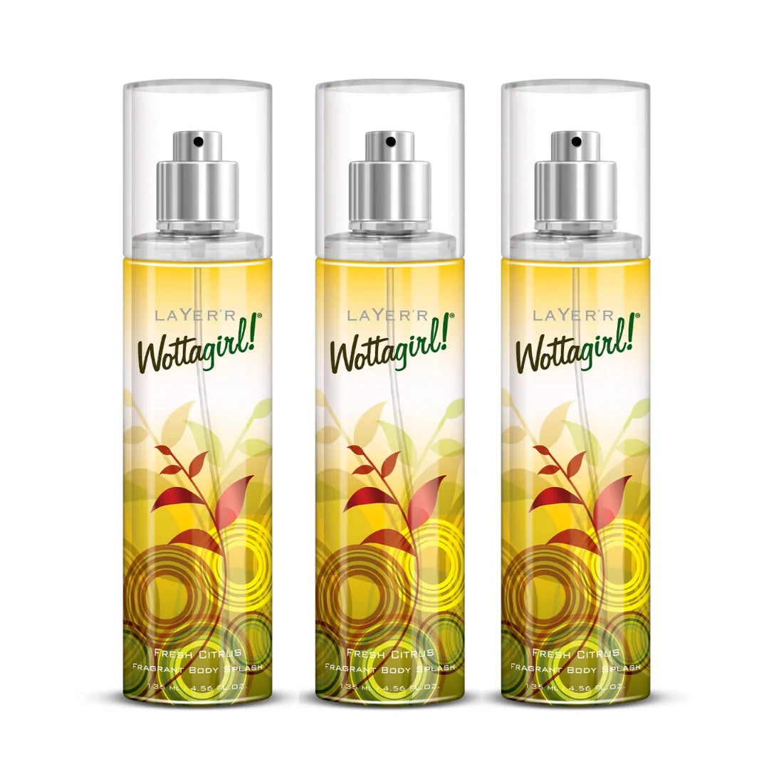 Layer'r Wottagirl Fresh Citrus Body Splash for Women - 135ml (Pack of 3)