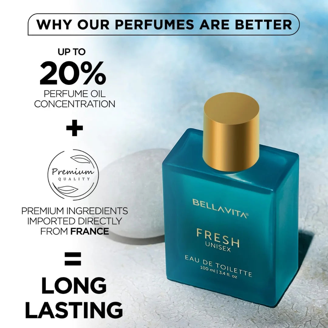 Bella Vita Luxury FRESH Unisex Eau De Toilette Perfume with Bergamot, Lavender,Ylang Ylang For Men & Women (100ml)