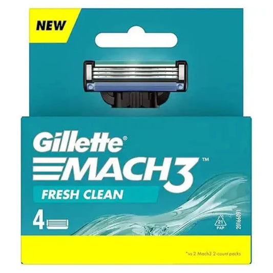 Gillette Mach 3 Bladed Shaving Cartridges Razor (4Pcs)