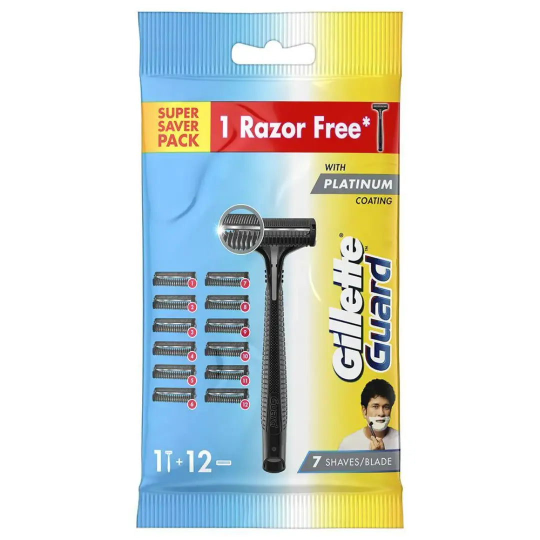 Gillette Guard Manual Shaving Razor with 12 Cartridges