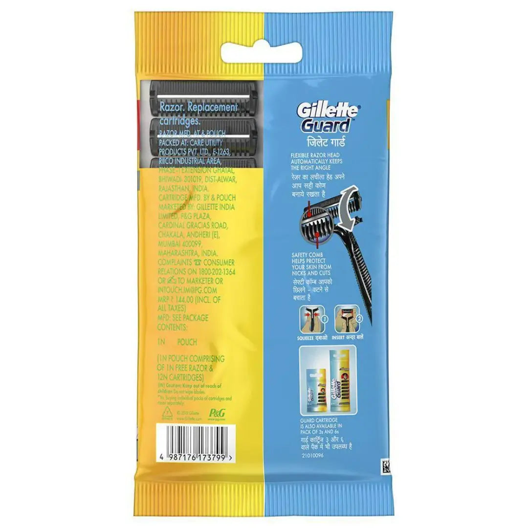 Gillette Guard Manual Shaving Razor with 12 Cartridges