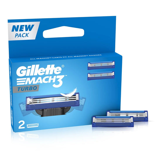 Gillette Mach3 Turbo Manual Shaving Razor Blades-2S Pack (Cartridge), Men, 1 Count