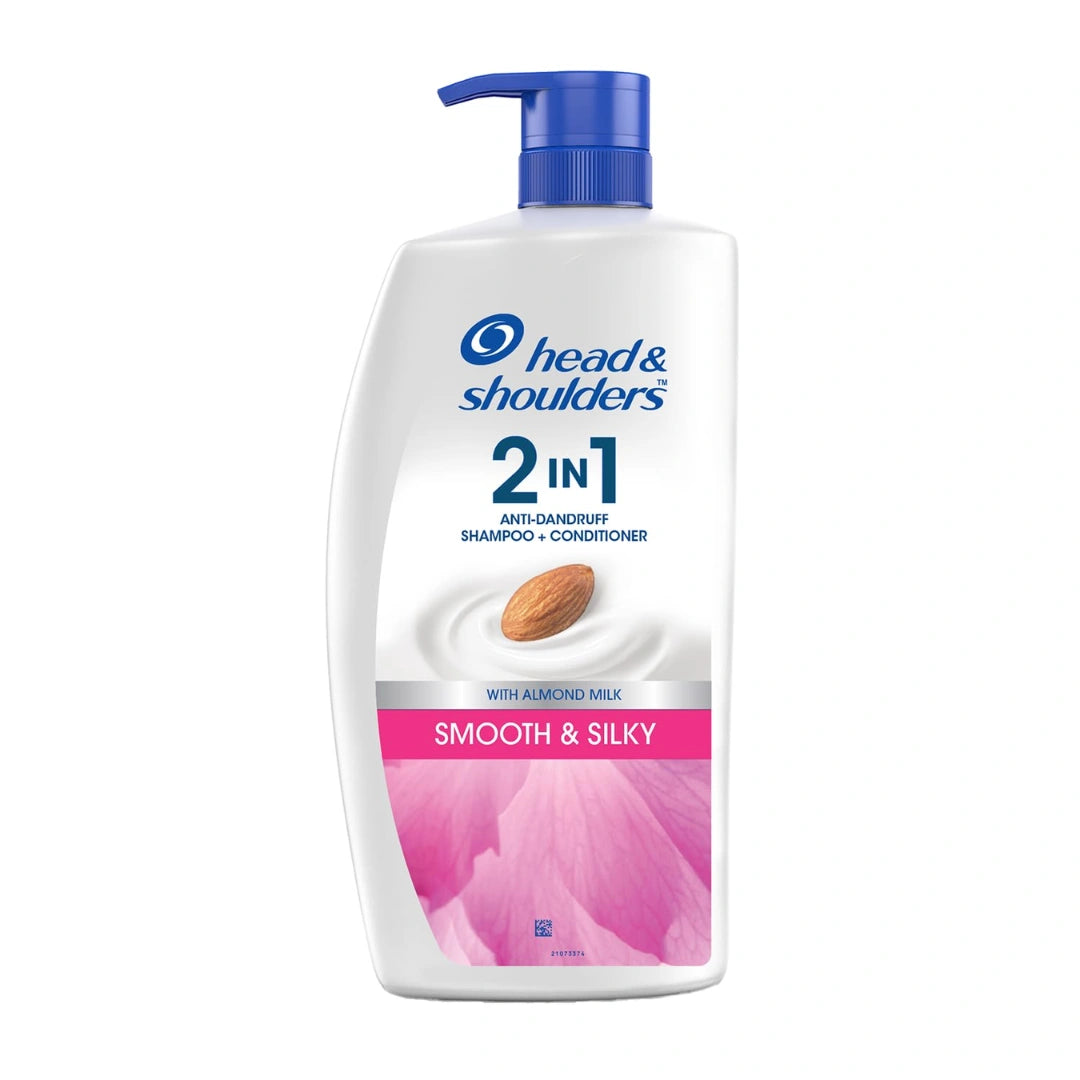 Head & Shoulders 2-in-1 Smooth and Silky Anti Dandruff Shampoo + Conditioner for Women & Men, With Almond Milk (650ml)