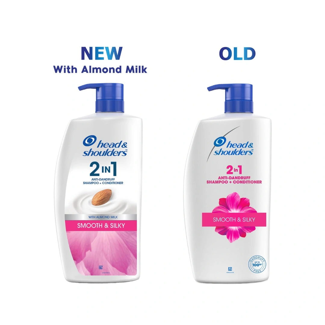 Head & Shoulders 2-in-1 Smooth and Silky Anti Dandruff Shampoo + Conditioner for Women & Men, With Almond Milk (650ml)