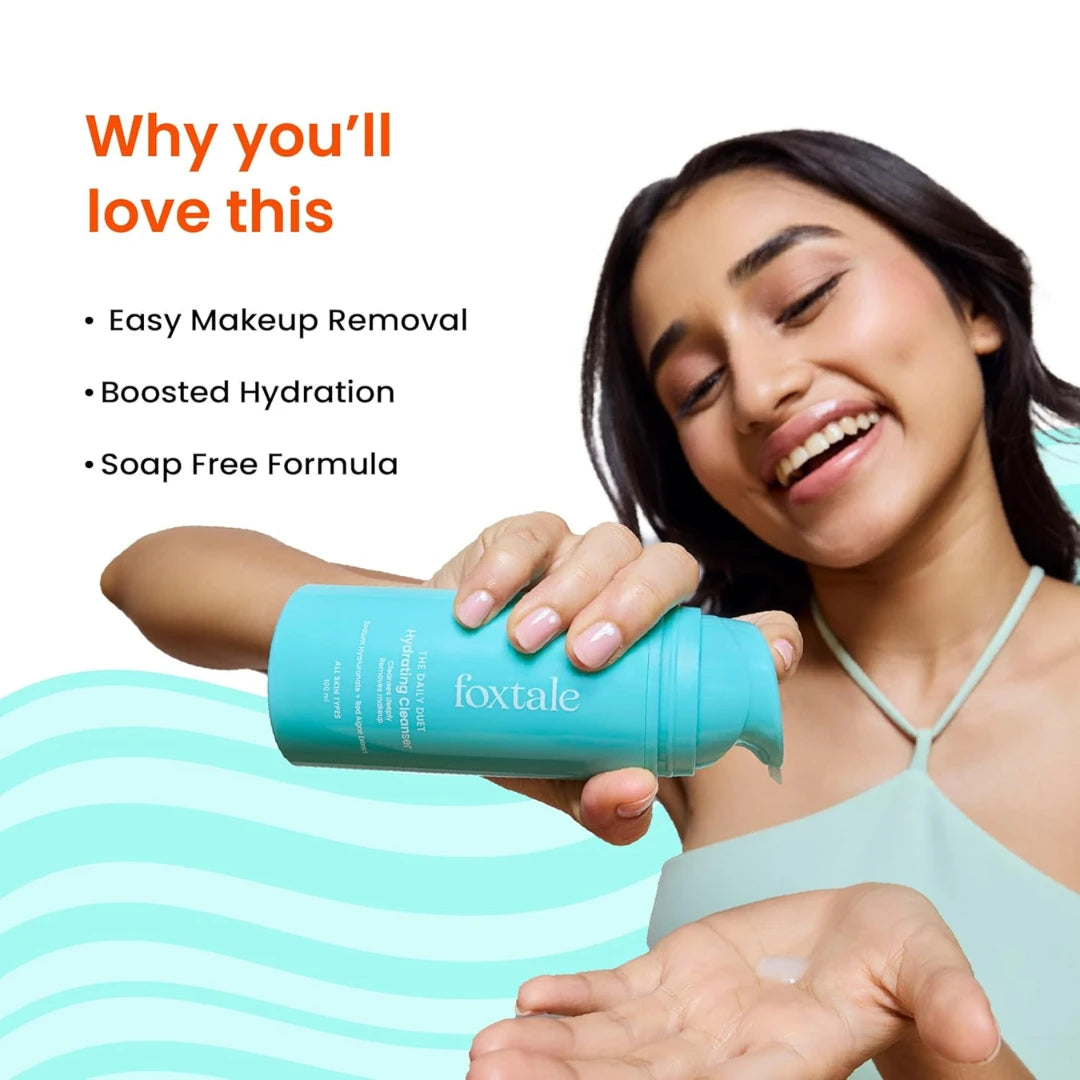 Foxtale Gentle Hydrating Cleanser (Buy 2 Get 1 Free) with Hyaluronic Acid, Vitamin B5 | Make-up Remover | Cleanser For Men & Women 100ml
