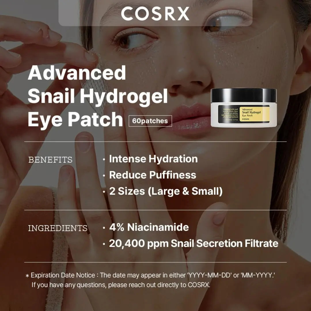 COSRX Advanced Snail Hydrogel Eye Patch 60 Patches (3.17 oz) | Eye treatments | Fine Line, Undereye, Revitalize, Refresh, Korean Skincare