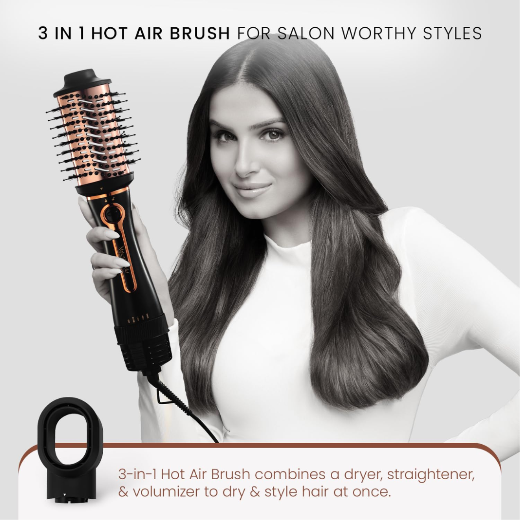 Urban yog MakeMeeBold 3-in-1 Hot Air Brush| 1.5-inch Barrel | Hair Dryer Hair Straightener Volumizer Blow Dryer Styling Tool,1200 Watt | Gifts for Woman, Multicolour