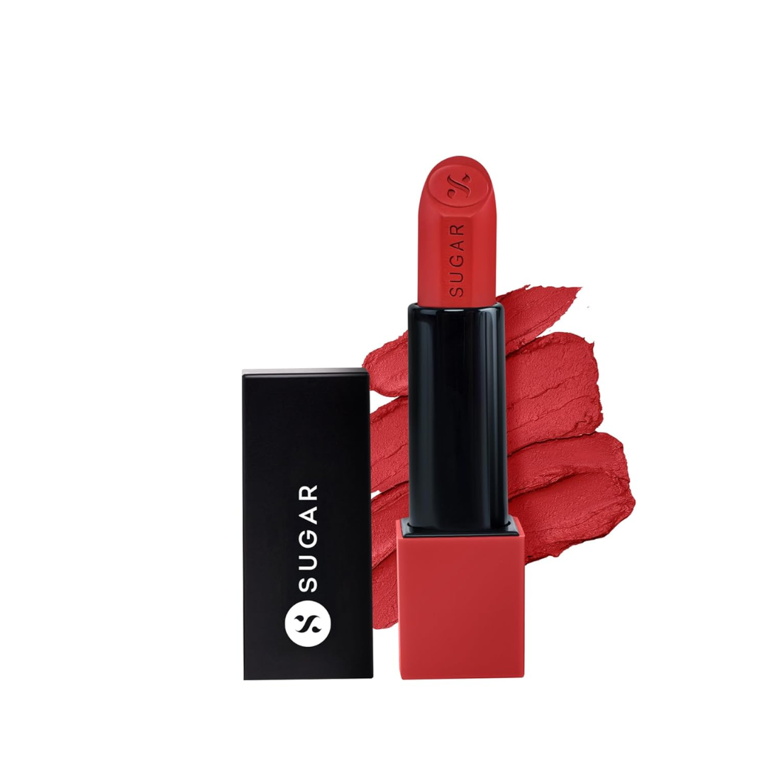 SUGAR Cosmetics Glide Peptide Serum Lipstick with Hyaluronic Acid & Vitamin E | Velvet Matte Finish | Long Lasting & Pigmented | 1 Swipe Full Coverage |