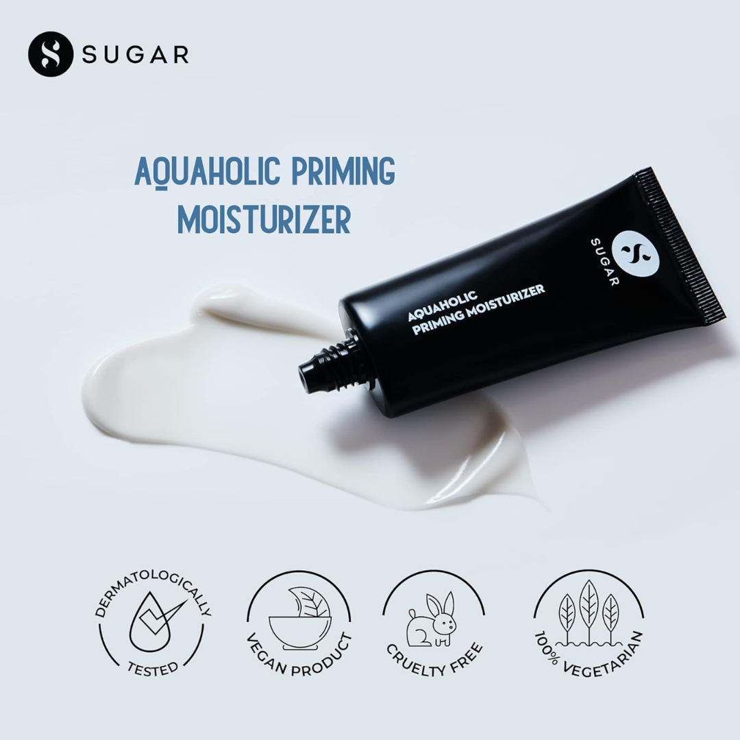 SUGAR Cosmetics Aquaholic 2 in 1 Priming Moisturizer | Non-greasy | Lightweight Formulation | 30 ml
